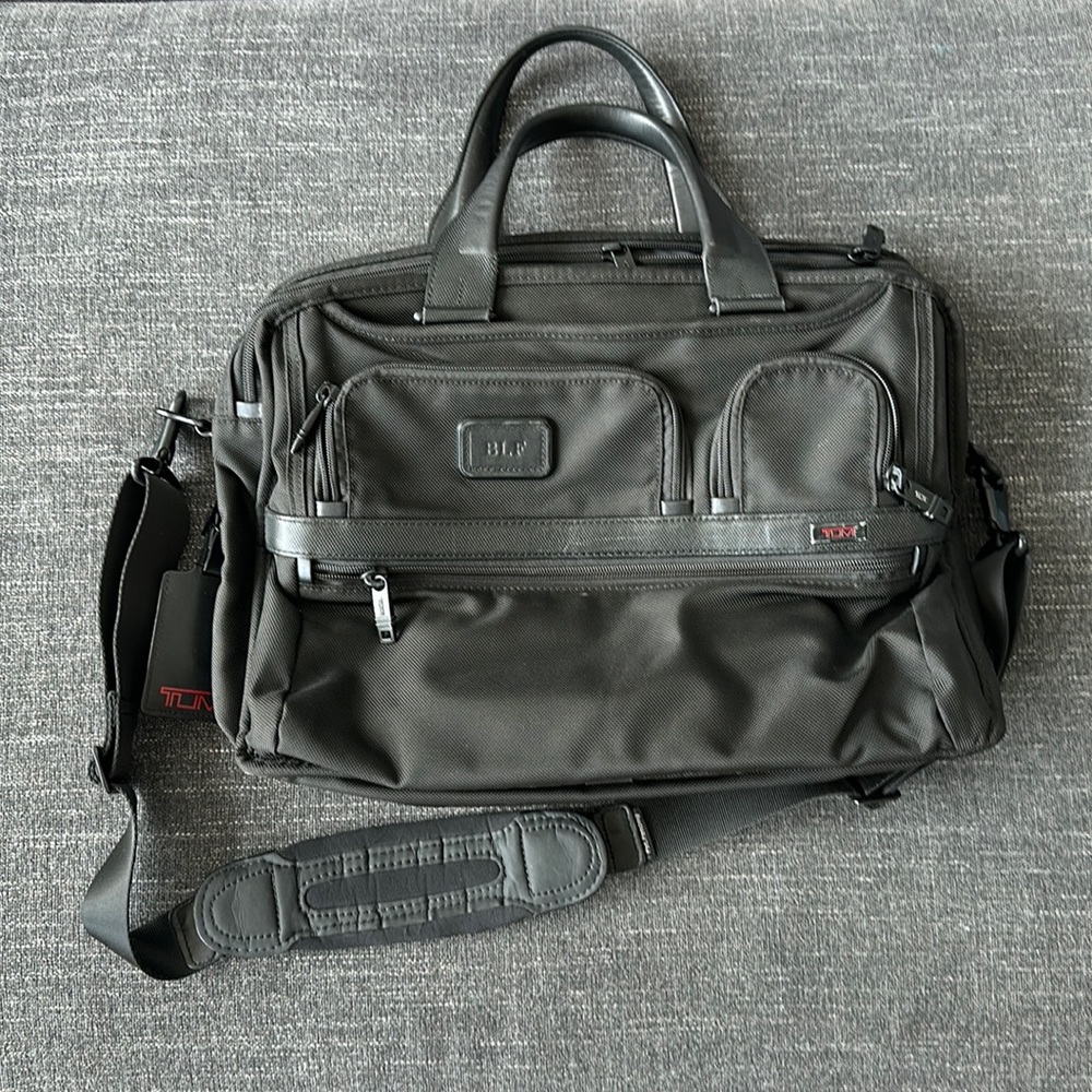 Tumi Alpha Expandable Organizer Laptop Briefcase in Black